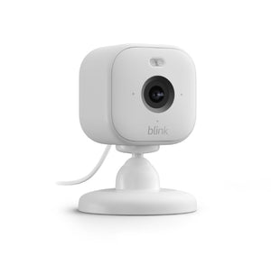 Blink Mini 2 (modelo más reciente), Cámara de seguridad inteligente para el hogar con enchufe, con detección de movimiento, visión nocturna HD a color, luz integrada y compatible con Alexa. (Blanca)
