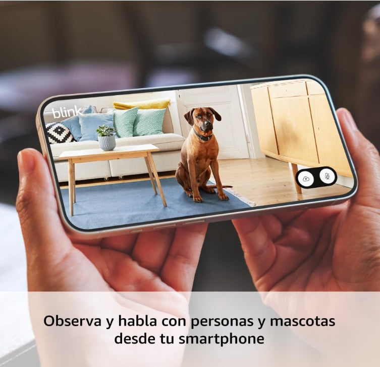 Blink Mini 2 (modelo más reciente), Cámara de seguridad inteligente para el hogar con enchufe, con detección de movimiento, visión nocturna HD a color, luz integrada y compatible con Alexa. (Blanca)
