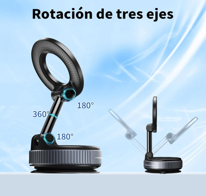 Gahenwo Soporte Magnético para Teléfono Celular, Mini Soporte de Coche con Vacío Adsorción Y Anillo Magnético para Todos iPhone y Android, para Ventana/Pantalla/Cinta de Correr/Espejo/Superficie Lisa