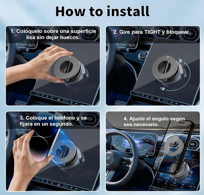 Gahenwo Soporte Magnético para Teléfono Celular, Mini Soporte de Coche con Vacío Adsorción Y Anillo Magnético para Todos iPhone y Android, para Ventana/Pantalla/Cinta de Correr/Espejo/Superficie Lisa