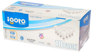 iGoto F10P-10109 Pack de 10 Focos Led A60, 9W Luz Fría