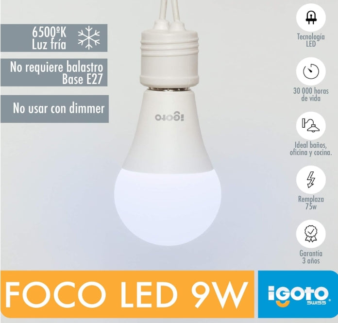 iGoto F10P-10109 Pack de 10 Focos Led A60, 9W Luz Fría