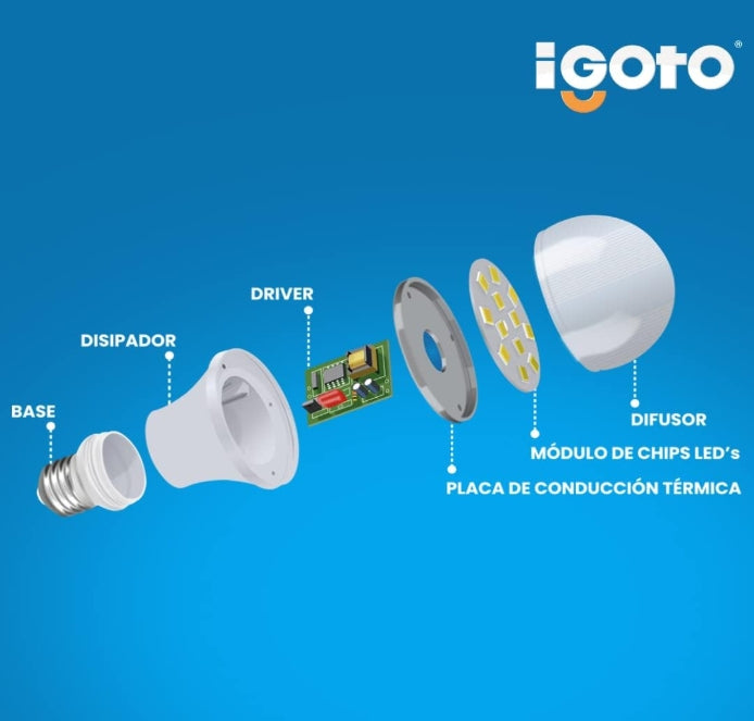 iGoto F10P-10109 Pack de 10 Focos Led A60, 9W Luz Fría