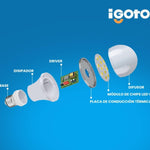 iGoto F10P-10109 Pack de 10 Focos Led A60, 9W Luz Fría