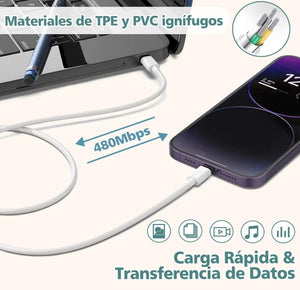 JUGLUTE 25W Cargador iPhone Original, Cargador Tipo C con 1.5M Cable USB C Carga Rapida para iPhone 14/14Pro MAX/12/12 Pro/13/13Pro/11/11Pro/ X/XS/XR