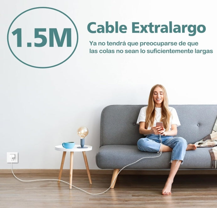 JUGLUTE 25W Cargador iPhone Original, Cargador Tipo C con 1.5M Cable USB C Carga Rapida para iPhone 14/14Pro MAX/12/12 Pro/13/13Pro/11/11Pro/ X/XS/XR