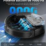 Kewbily Robot Aspirador y Mopa 2 en 1 con Navegación LiDAR, Diseño Delgado, Succión de 9000 Pa, Ideal para Mascotas, Alfombras y Pisos Duros, Mapeo Inteligente por App