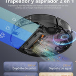 Kewbily Robot Aspirador y Mopa 2 en 1 con Navegación LiDAR, Diseño Delgado, Succión de 9000 Pa, Ideal para Mascotas, Alfombras y Pisos Duros, Mapeo Inteligente por App