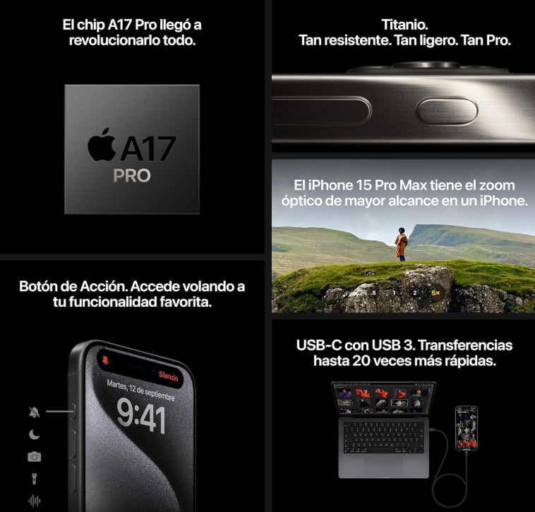 Apple iPhone 15 Pro (128 GB) - Titanio Azul (Reacondicionado)