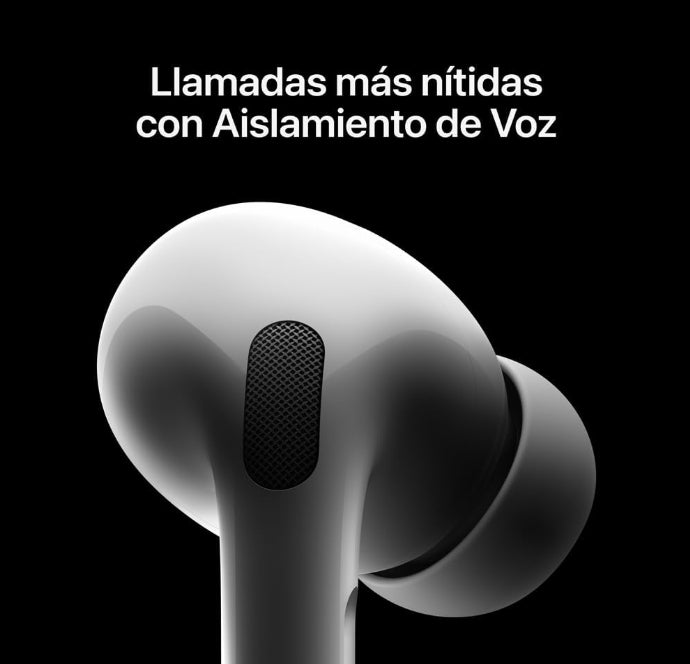 Audífonos inalámbricos AirPods Pro 2 de Apple, audífonos Bluetooth, Cancelación Activa de Ruido, Modo Ambiente, Audio Espacial Personalizado, Sonido de Alta fidelidad, Chip H2, Carga USB-C - Blanco