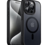JETech Funda Magnética para iPhone 15 Pro MAX 6.7 Pulgadas Compatible con MagSafe, Carcasa Translúcida Mate Trasera Fina Antigolpes (Negro)