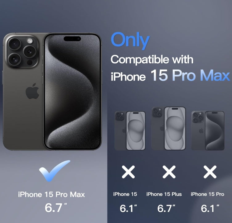 JETech Funda Magnética para iPhone 15 Pro MAX 6.7 Pulgadas Compatible con MagSafe, Carcasa Translúcida Mate Trasera Fina Antigolpes (Negro)