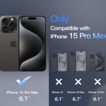 JETech Funda Magnética para iPhone 15 Pro MAX 6.7 Pulgadas Compatible con MagSafe, Carcasa Translúcida Mate Trasera Fina Antigolpes (Negro)